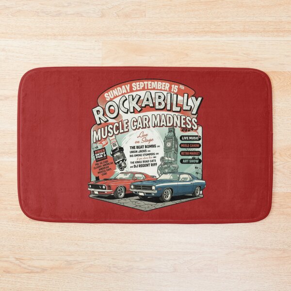 Item preview, Rockabilly Muscle Car Madness Vintage American Muscle Cars Retro Car Show Design designed and sold by ObsidianUruk.