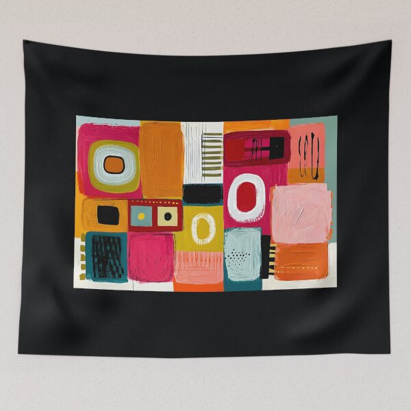 Item preview, Layers of Geometric Rhythm - Overlapping Shapes Bold Lines and Vibrant Contemporary Color designed and sold by OlfactoART Studio.