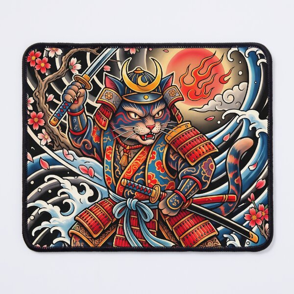 Item preview, Samurai Cat of the Crimson Sun - Neko Sakura designed and sold by CuteKats.