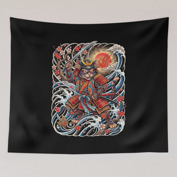 Item preview, Samurai Cat of the Crimson Sun - Neko Sakura designed and sold by CuteKats.