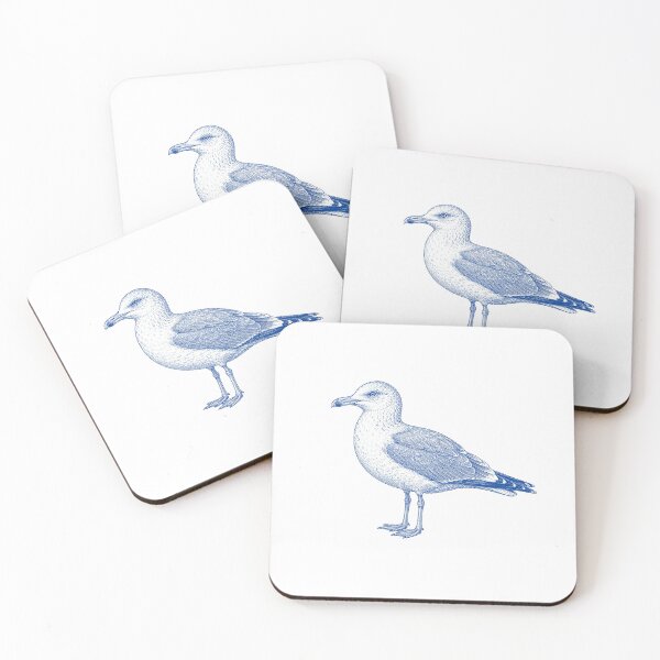 Item preview, Vintage Blue Seagull Coastal Illustration designed and sold by BrandyandBeyond.