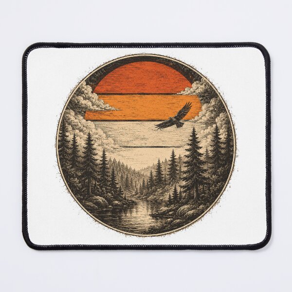 Item preview, Vintage Engraved Forest Sunset T-Shirt designed and sold by afr-saad.