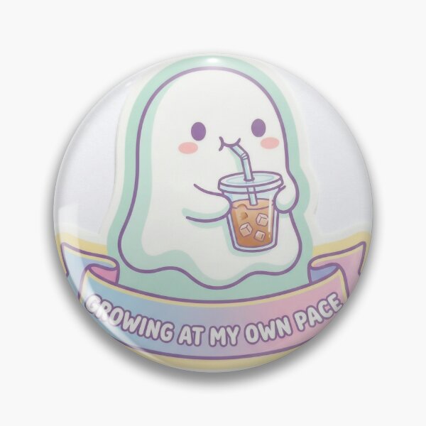 Item preview, Cute Kawaii Ghost Growing At My Own Pace Sticker designed and sold by digiartmagic.