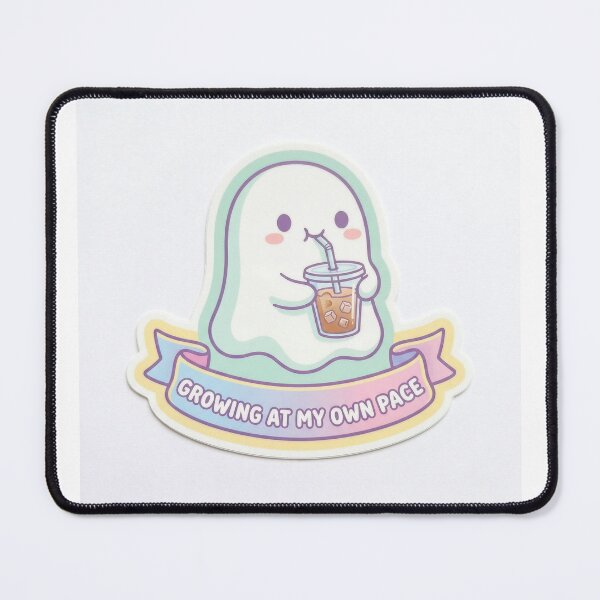 Item preview, Cute Kawaii Ghost Growing At My Own Pace Sticker designed and sold by digiartmagic.