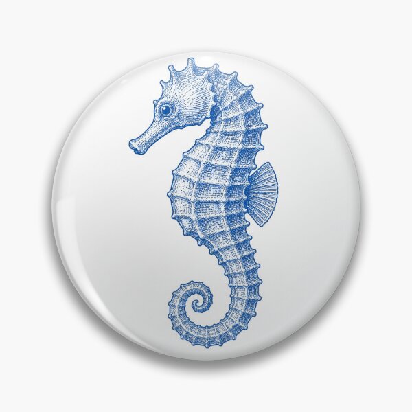 Item preview, Vintage Blue Seahorse Coastal Illustration designed and sold by BrandyandBeyond.