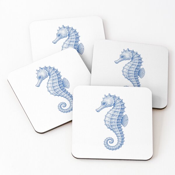Item preview, Vintage Blue Seahorse Coastal Illustration designed and sold by BrandyandBeyond.