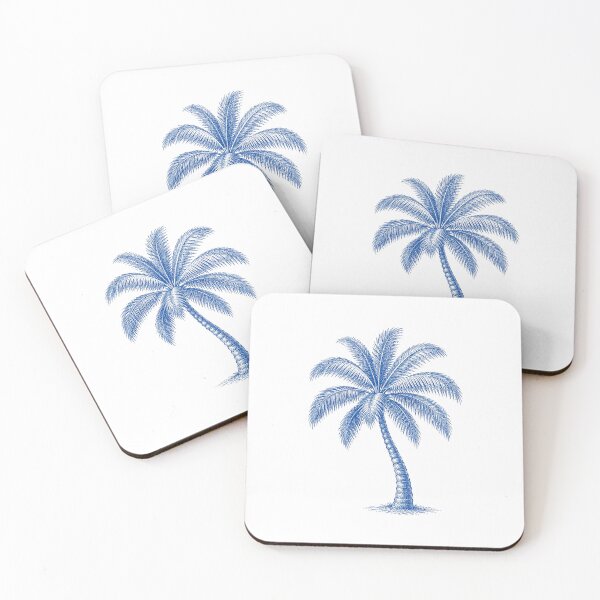 Item preview, Vintage Blue Palm Tree Coastal Illustration designed and sold by BrandyandBeyond.