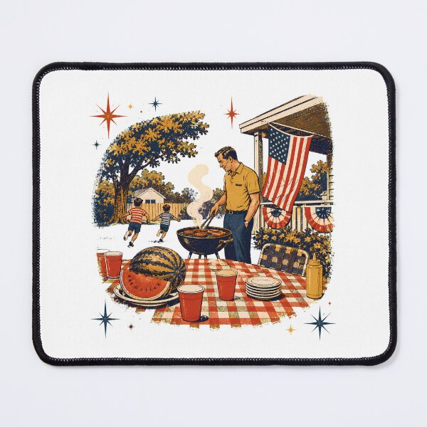 Item preview, Mid-Century Fourth of July Vintage Americana BBQ Art designed and sold by chattsuede.