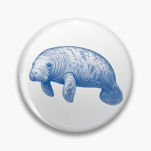 Item preview, Vintage Blue Manatee Coastal Illustration designed and sold by BrandyandBeyond.