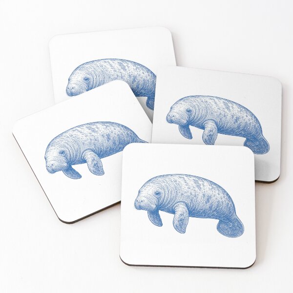 Item preview, Vintage Blue Manatee Coastal Illustration designed and sold by BrandyandBeyond.