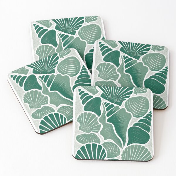 Item preview, Beach Seashells Complementary Emerald Green designed and sold by scicilysimonee.