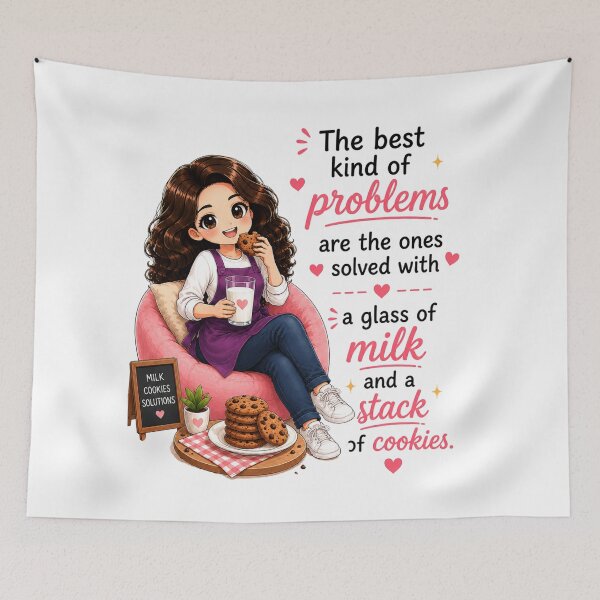 Item preview, The Best Kind of Problems Are Solved With a Glass of Milk and a Stack of Cookies designed and sold by thecookiegallery.