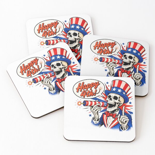 Item preview, Happy 4th of July Skeleton Vintage Patriotic Halftone designed and sold by chattsuede.