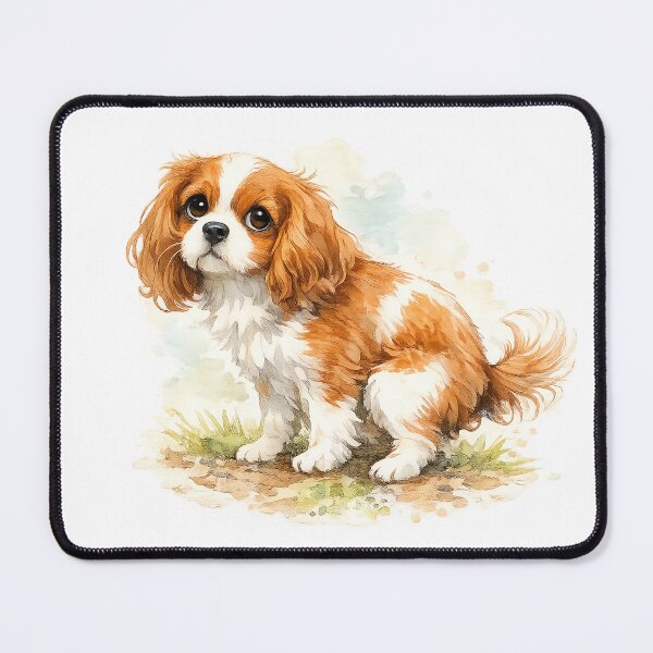 Item preview, Cute Blenheim Cavalier King Charles Spaniel Puppy Watercolor Art designed and sold by SakuraWaStyle.