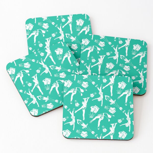 Item preview, Female Figure Skaters Retro Pop Collection in Vibrant Mint designed and sold by PD-Skating.