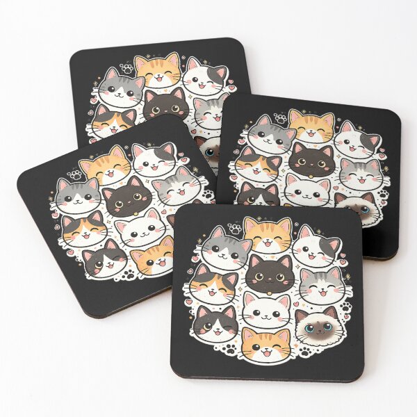 Item preview, Cute Kawaii Cat Faces designed and sold by ubeyeart.