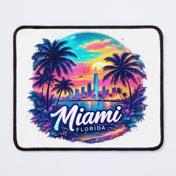 Item preview, Miami Neon Paradise Sunset Retro Beach Cityscape designed and sold by afr-saad.
