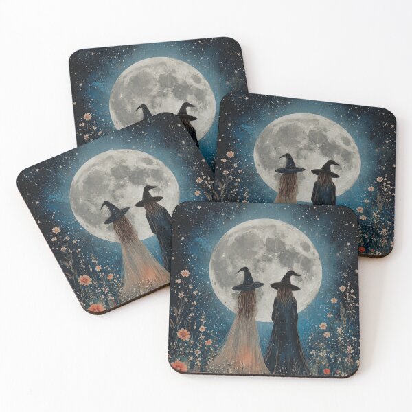 Item preview, Witch Twins Under Full Moon Night designed and sold by AtlantiqArt.