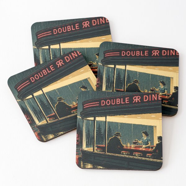 Item preview, Nighthawks at the Double R | Twin Peaks Inspired Retro Noir Diner Art Print designed and sold by DiamondSkyShirt.
