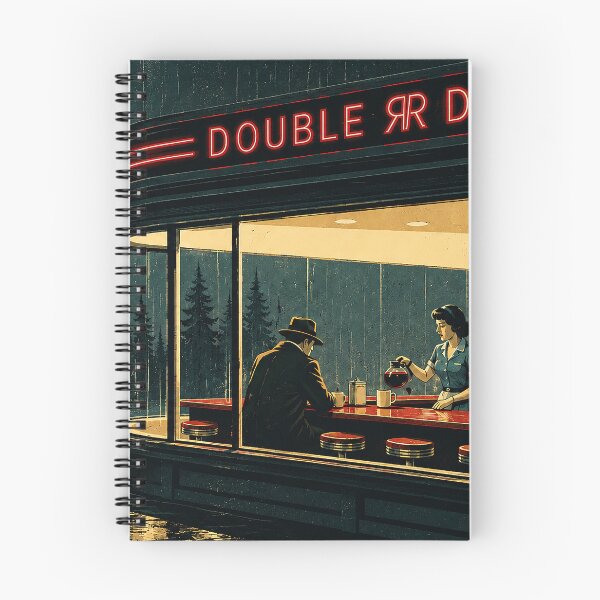 Item preview, Nighthawks at the Double R | Twin Peaks Inspired Retro Noir Diner Art Print designed and sold by DiamondSkyShirt.