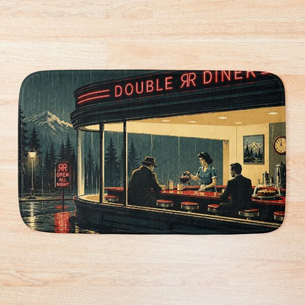 Item preview, Nighthawks at the Double R | Twin Peaks Inspired Retro Noir Diner Art Print designed and sold by DiamondSkyShirt.
