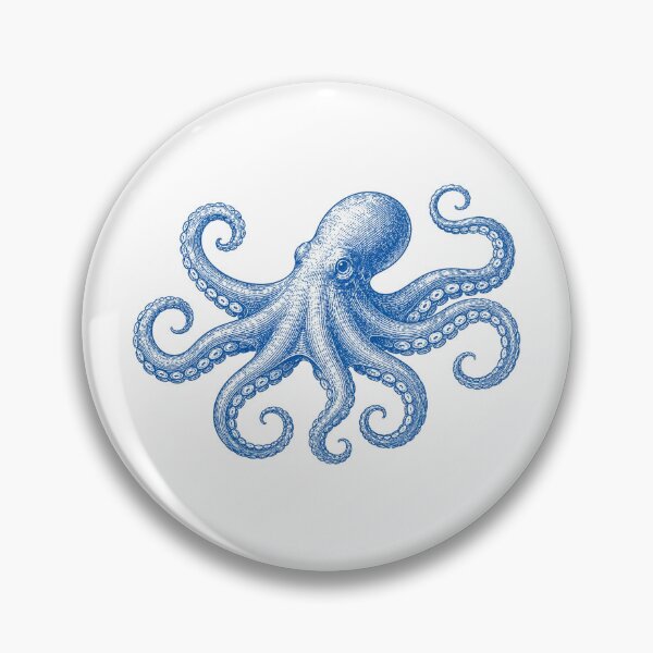 Item preview, Vintage Blue Octopus Coastal Illustration designed and sold by BrandyandBeyond.