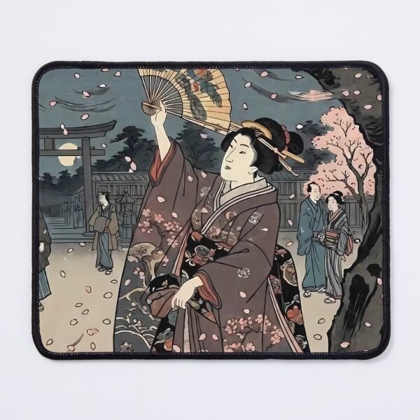 Item preview, Kabuki Dance Under Night Cherry Blossoms Vintage Japanese Art designed and sold by TokyoUkiyoHouse.