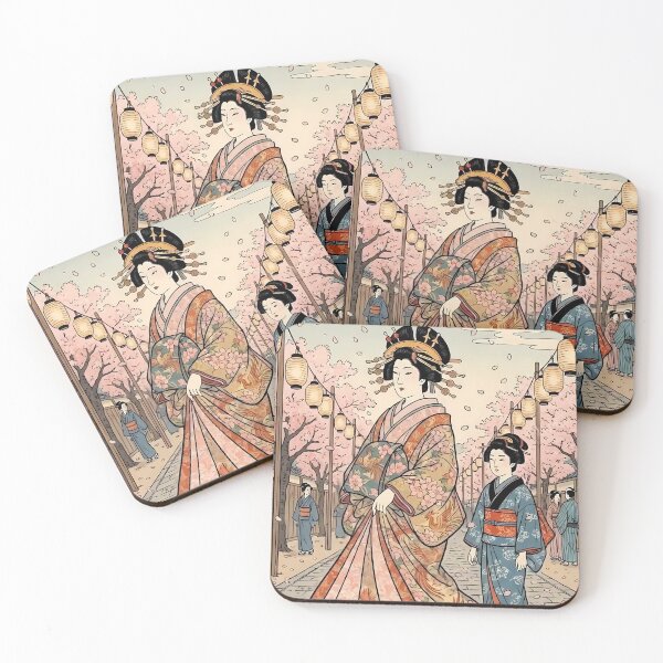 Item preview, Oiran Walk Under Cherry Blossoms Vintage Japanese Ukiyo-e Art designed and sold by TokyoUkiyoHouse.
