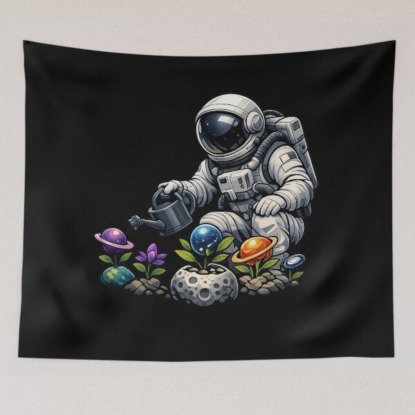 Item preview, Cosmic Gardener Astronaut Watering Space Plants designed and sold by builtforyou.