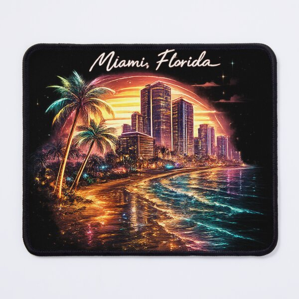Item preview, Miami Florida Neon Sunset Skyline Retro Beach designed and sold by afr-saad.