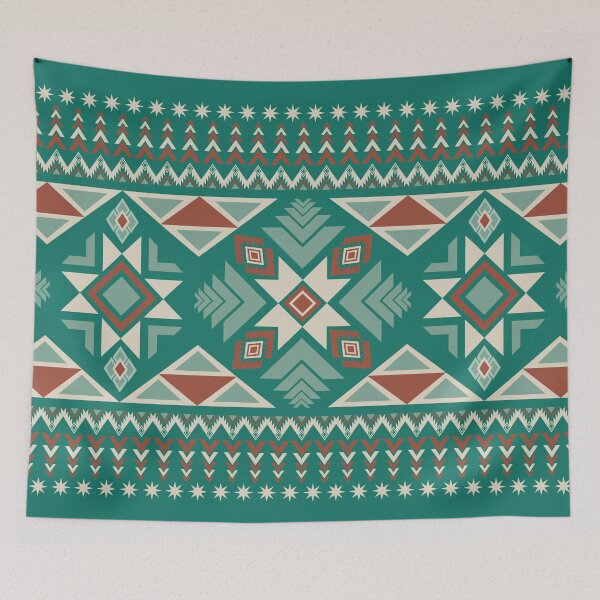 Item preview, Ethnic Aztec Geometric Seamless Pattern Forest Green Christmas Native Tribal designed and sold by PSA2543.