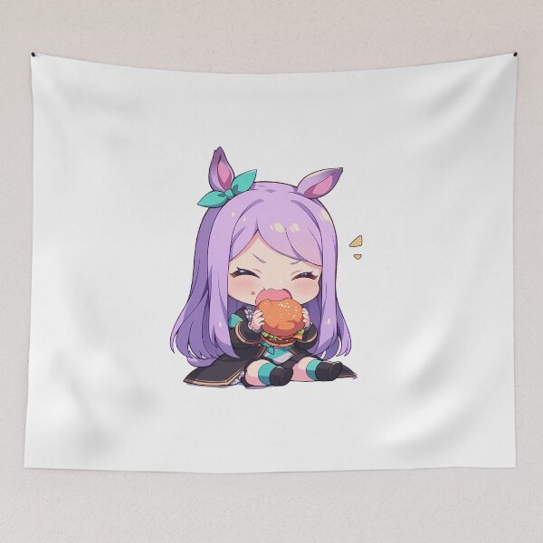 Item preview, Mcqueen Mejiro Mcqueen Uma Musume Pretty Derby Chibi Kawaii Burger Playful Anime Girl designed and sold by earlobejerk.