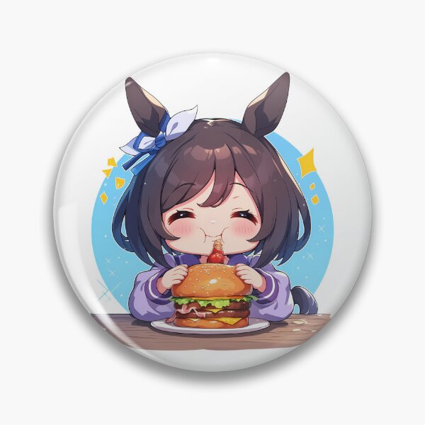 Item preview, Eishin Flash Uma Musume Pretty Derby Chibi Burger Smile designed and sold by earlobejerk.