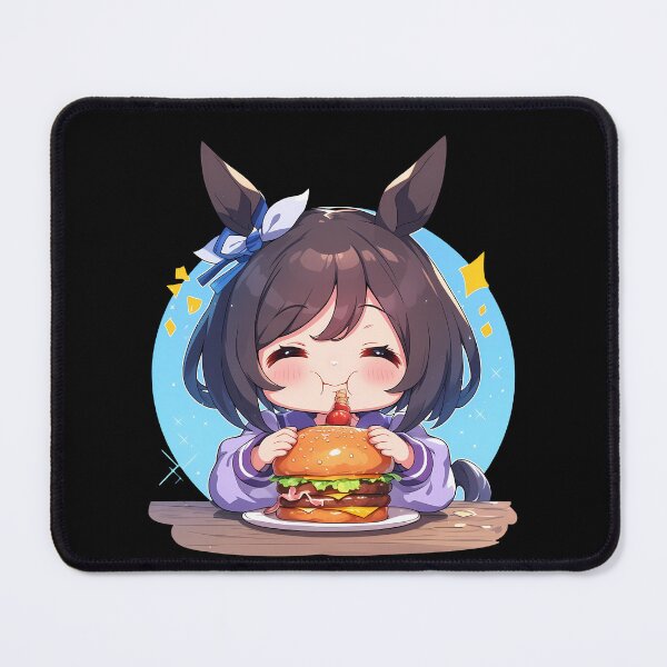 Item preview, Eishin Flash Uma Musume Pretty Derby Chibi Burger Smile designed and sold by earlobejerk.