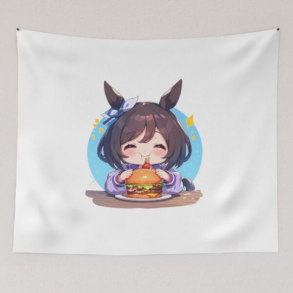 Item preview, Eishin Flash Uma Musume Pretty Derby Chibi Burger Smile designed and sold by earlobejerk.