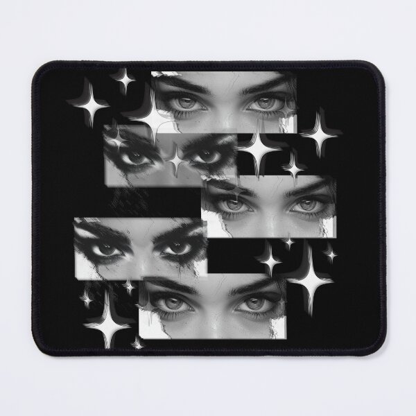 Item preview, Obsessed Eyes Collage Dark Underground Y2K Art Print Black and White designed and sold by ShadowGlareArt.