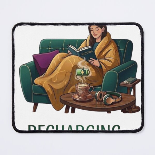 Item preview, Recharging Introvert Girl Reading Book on Sofa designed and sold by Northern Glow Art.