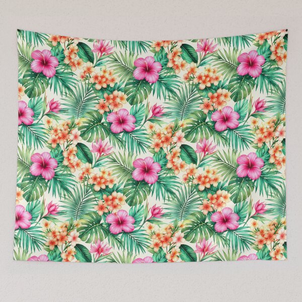 Item preview, Vibrant Watercolor Hibiscus Tropical Floral Pattern designed and sold by zenjiinspired.