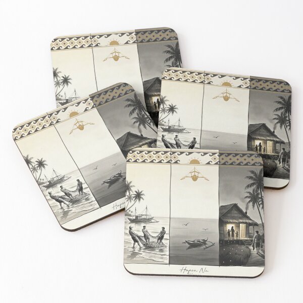 Item preview, Hapon Na — Filipino Coastal Life  Sumi-e Triptych  designed and sold by LSE Prints.