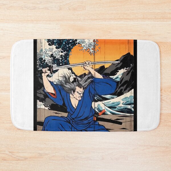 Item preview, Dynamic Samurai Warrior and Great Wave Ukiyo-e Art designed and sold by TokyoUkiyoHouse.