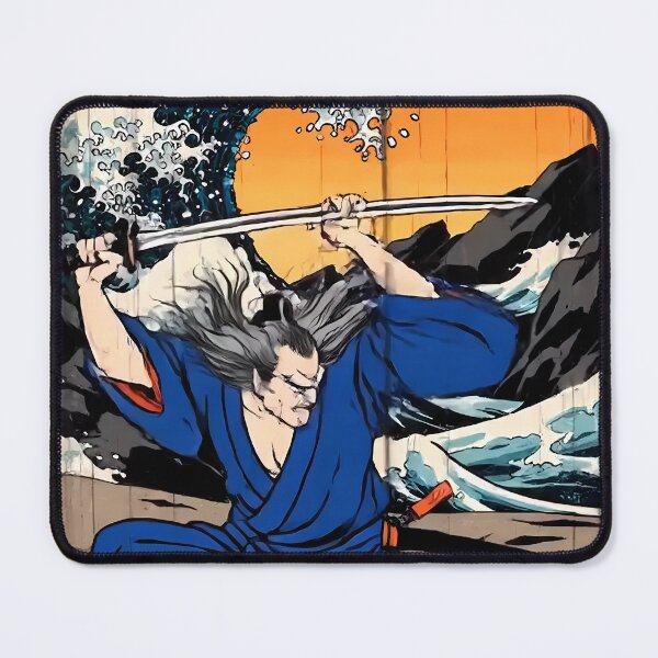 Item preview, Dynamic Samurai Warrior and Great Wave Ukiyo-e Art designed and sold by TokyoUkiyoHouse.