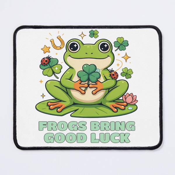Item preview, Lucky Frog with Clover and Horseshoe designed and sold by Squiggle Happy.