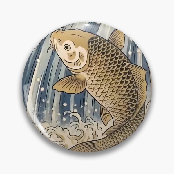 Item preview, Lucky Koi Fish Leaping Up Waterfall Ukiyo-e Art designed and sold by TokyoUkiyoHouse.