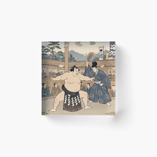 Item preview, Traditional Sumo Wrestler and Gyoji Referee Ukiyo-e Art designed and sold by TokyoUkiyoHouse.