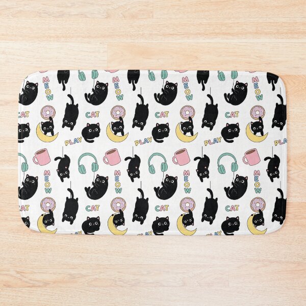 Item preview, Cute Black Cat Seamless Pattern | Playful Hanging Cat Design designed and sold by Rovano.