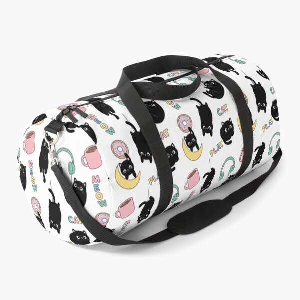 Item preview, Cute Black Cat Seamless Pattern | Playful Hanging Cat Design designed and sold by Rovano.