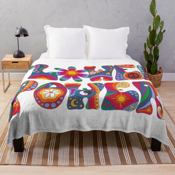 Item preview, Psychedelic Flower Power Art White– Retro Hippie Rainbow Groovy Peace Design designed and sold by Kellie Espie Art.