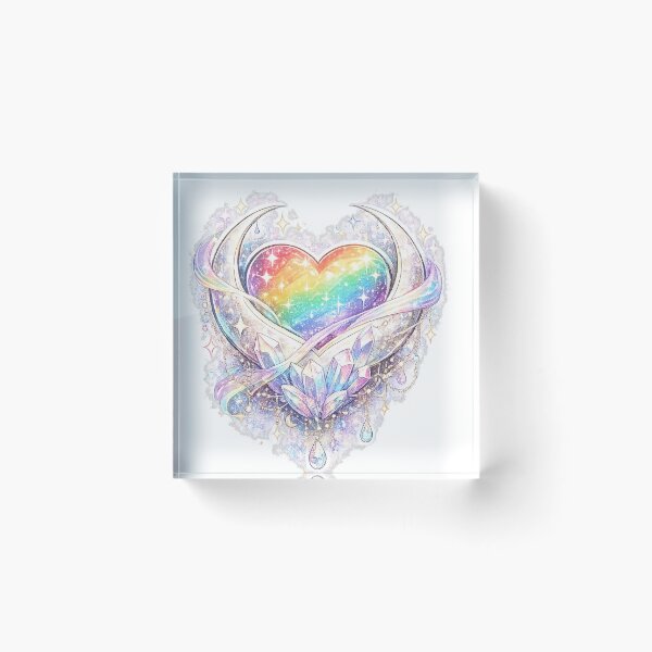 Item preview, Rainbow Crystal Heart Wings | LGBTQ Pride Love Aesthetic | Queer Rainbow Angel Heart Fantasy Art designed and sold by ArtByTripti.