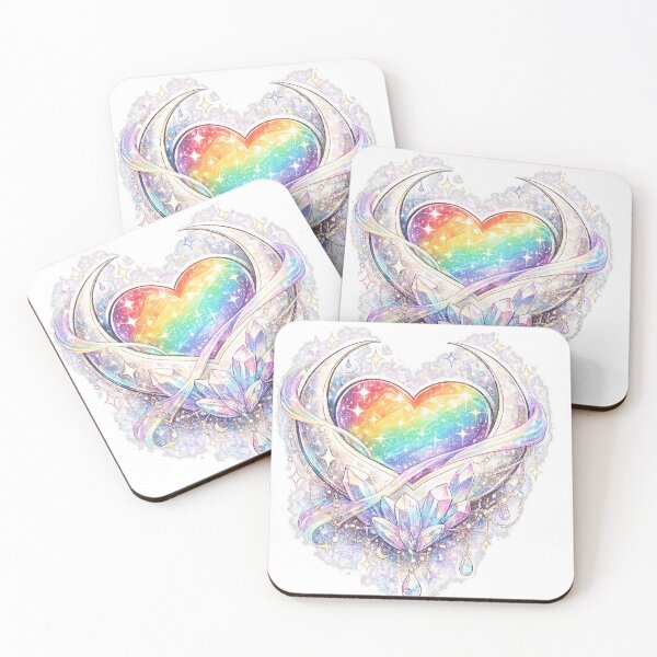 Item preview, Rainbow Crystal Heart Wings | LGBTQ Pride Love Aesthetic | Queer Rainbow Angel Heart Fantasy Art designed and sold by ArtByTripti.