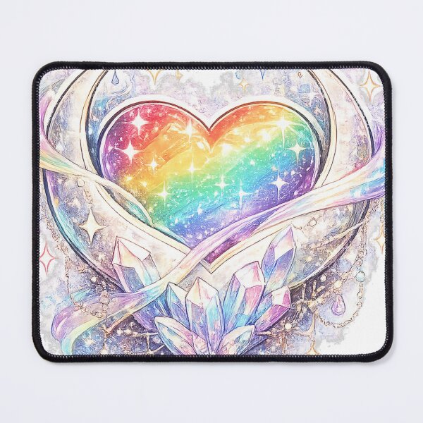 Item preview, Rainbow Crystal Heart Wings | LGBTQ Pride Love Aesthetic | Queer Rainbow Angel Heart Fantasy Art designed and sold by ArtByTripti.